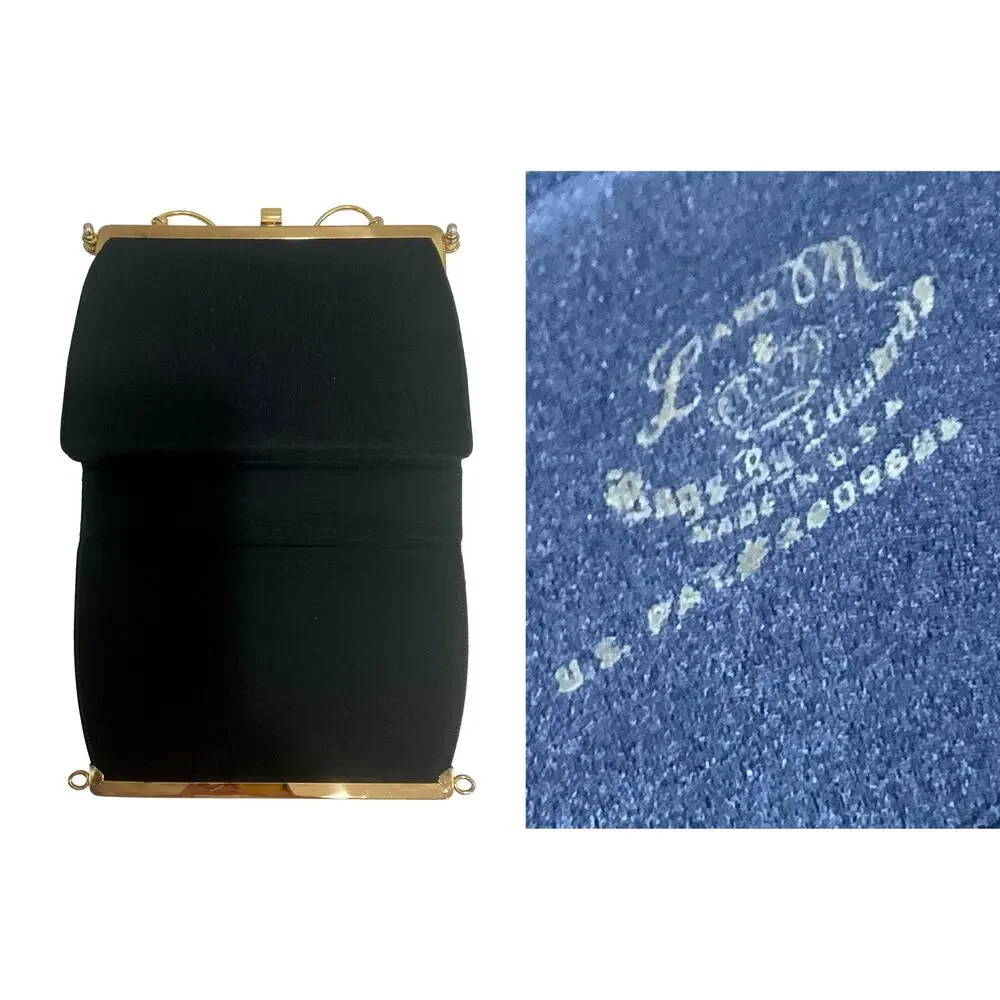 Vintage 60s Convertible Frame Bag Black Gold Evening Purse 3 Way L & M Bags